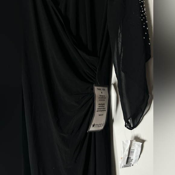 MSK Womens  Beaded Trim Chiffon Sleeve Surplice Maxi Gown, black size S - Picture 10 of 13